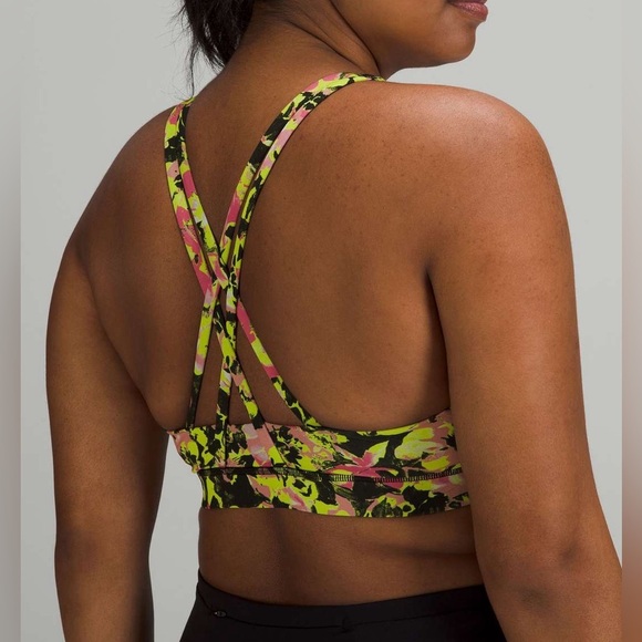 Lululemon Energy Bra Medium Support Inflect Floral Highlight Yellow Multi - Picture 4 of 14